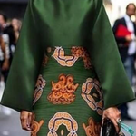 Long Sleeves Printed Round-Neck Midi Dresses