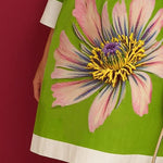 Loose Three-Quarter Sleeves Buttoned Contrast Color Flower Print Lapel Mini Dresses