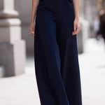 Navy Halter Neck Tailored Wide-Leg Jumpsuit