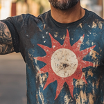 Men's Retro Casual Sun Printed Round Neck Short Sleeve T-Shirt