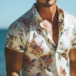 Men's Retro Casual Beach Hawaiian Floral Lapel Short Sleeve Shirt
