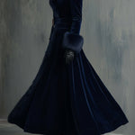 Elegant Mid-length Velvet Coat With Faux Fur Collar