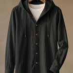 Elio Linen-Blend Hooded Shirt