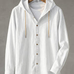 Elio Linen-Blend Hooded Shirt