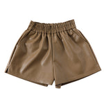 Margovil Elastic Waist Pocketed Faux Leather Shorts