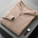 PURE EXTRA-FINE MERINO WOOL RIBBED ZIP HOODIE