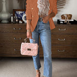 Margovil Lapel Double Breasted Open Front Blazer Jacket