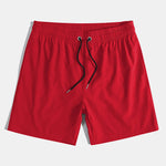 Palm Tree Silhouette Print Cotton T-Shirt & Solid Drawstring Swim Shorts