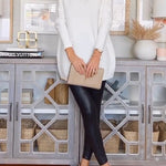 Mockneck Drop Shoulder Oversized Ribbed Knit Sweater