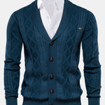 Geometric Jacquard Shawl Collar Cardigan Sweater