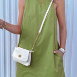 Margovil Solid Crewneck Sleeveless Pockets Dress