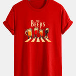 Regular Fit Beer Print Cotton T-Shirt