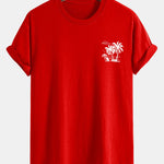 Regular Fit Palm Tree Print Cotton T-Shirt