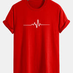 Regular Fit Heartbeat Flatline Print Cotton T-Shirt