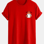 Regular Fit Halloween Ghost Pumpkin Print Cotton T-Shirt