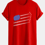 Regular Fit Fighter Jets American Flag Print Cotton T-Shirt