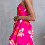 Strapless Floral Print A-line Mini Dress