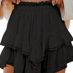 Margovil Elastic Waist Ruffle Layered Mini Skirt