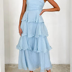 Margovil Strapless Ruffle Layered Maxi Dress