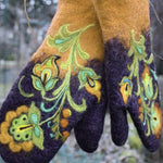 Margovil Christmas Gift Flower Embroidery Mittens