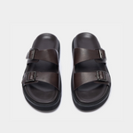 DOUBLE BUCKLE RESORT SANDAL - Dark Brown