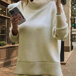 Margovil High Neck Side Zipper Up Sweatshirt and Wide Leg Pants Set