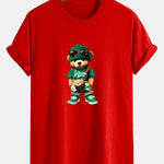 Regular Fit Trendy Bear Print Cotton T-Shirt