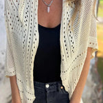 Fashion Hollow Knitted Half Sleeve Loose Cardigan