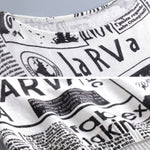 Vintage Loose One-Shoulder Newspaper Printed Split-Joint Sweater