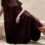 Loose Short Sleeves Pockets Solid Color Round-Neck Maxi Dresses