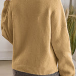 Solid Color Casual Loose Lace-up Knitted Sweater