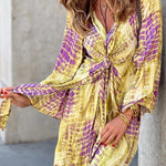 Take Me Away Tie-dye Print Tie Waist Mini Dress