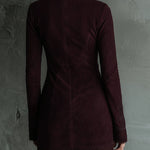 Vintage Suede Embroidered Lace Trim Mini Dress
