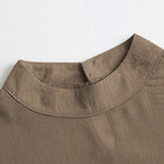 Simple Solid Color Puff Sleeve Mesh Splicing Chiffon Shirt