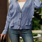 Ruffle Cropped Button Down Knitted Cardigan