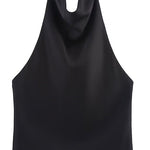 Margovil Chic Halter Cowl Neck Sleeveless Satin Top