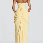 Strapless Tube Ruched Slit Maxi Dress