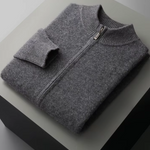 PURE EXTRA-FINE MERINO WOOL ZIPPER CARDIGAN