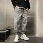 Men's Solid Plush Loose Elastic Waist Casual Sports Pants