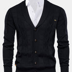 Geometric Jacquard Shawl Collar Cardigan Sweater