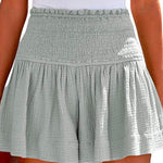 Margovil Elastic Smocked Waist Wide Leg Solid Shorts