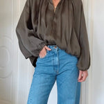Margovil Lapel Batwing Sleeves Zip Up Bomber Jacket
