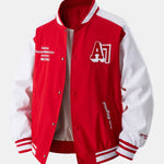 Relax Fit Contrast Embroidery Baseball Jacket