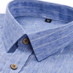 Long Sleeve Stripe Linen Look Button Up Shirt