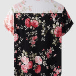 Men's Hawaiian floral patchwork short-sleeved shirt casual pants set