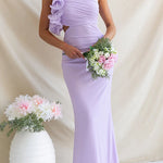 One Shoulder Frill Trim Cut Out Meriden Maxi Dress