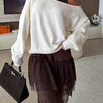 Asymmetrical One Shoulder Long Sleeves Casual Sweater