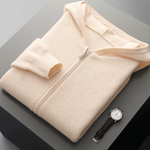 PURE EXTRA-FINE MERINO WOOL RIBBED ZIP HOODIE
