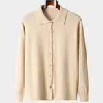 PURE EXTRA-FINE MERINO WOOL POLO CARDIGAN