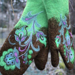 Margovil Christmas Gift Flower Embroidery Mittens